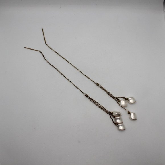 925 Pearl Threader Earrings - Picture 1 of 3